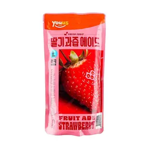 YOU US Korean Strawberry Juice Soda Drink 340ml - Refreshing Summer Ice Beverage, GS25 Convenience Store Favorite
