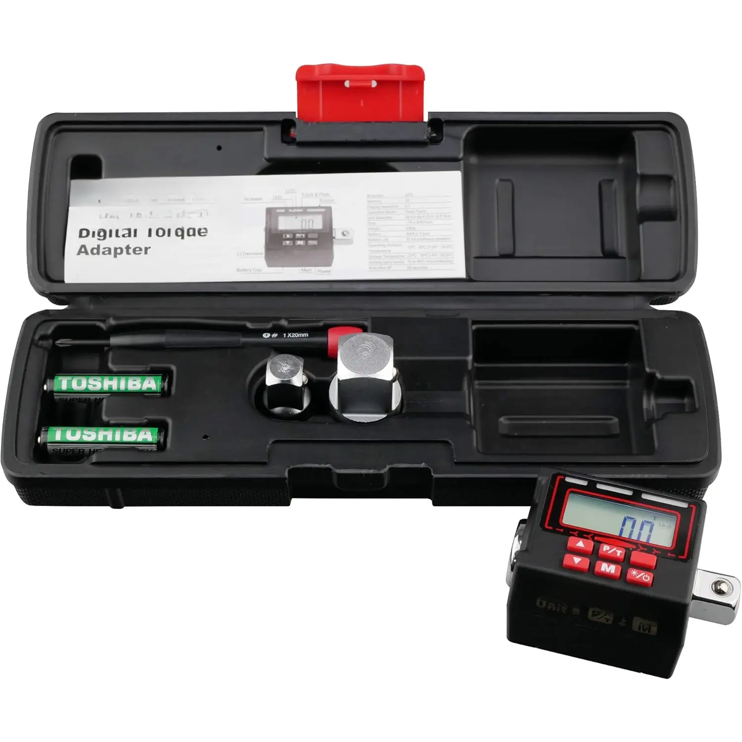 K553 Digital Torque Adapter, 1/2-Inch 12 to 250 ft.lbs, Buzzer/LED Flash Notification, Dual Direction