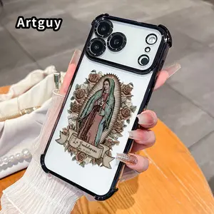 Suitable for iPhone 17 16 Pro Max 15 Plus 14 13 12 11 E Air Phone Case Guardian Angel Patterned Anti-yellowing Transparent Durable Bumper Shockproof Cover