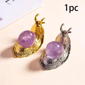 Natural Rolling Stone Snail Gemstone Amethyst, Healing Reiki Crystal, Home Desk Ornament, Delicate Decoration, Natural Crystal Sphere, Crystal Carvings, Gift Ideas