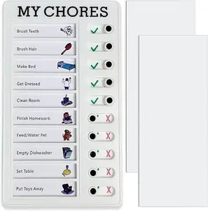 My Chores Checklist Task Planner - Daily Schedule Board for Kids & Adults - Multiple User Chore Chart - To Do List & Habit Tracker