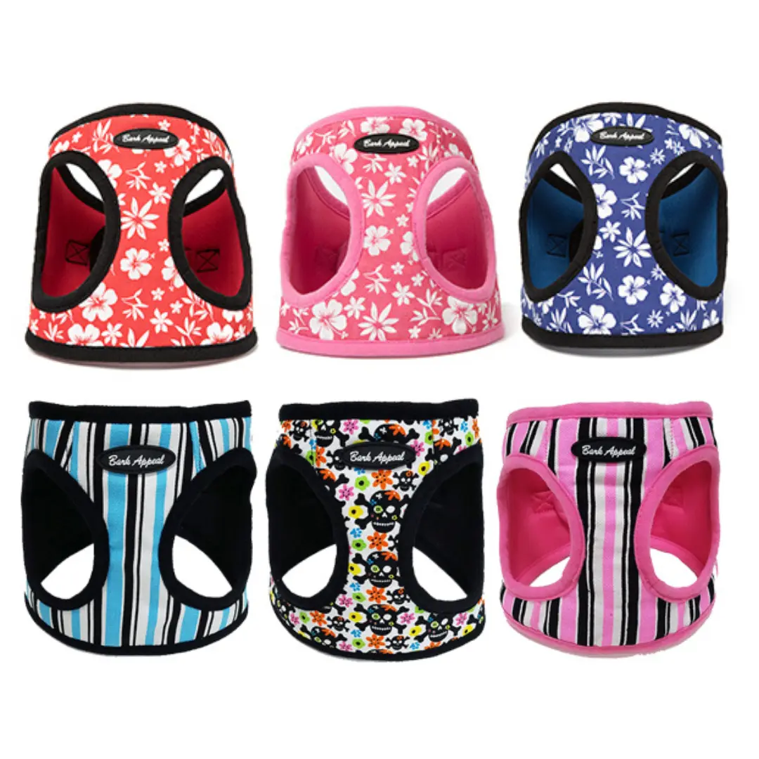 Canvas Step-In Harness for Small to Medium Pets Non-Choking Vet Recommended Chrome Polished D-Rings Heavy-Duty Buckle Secure Fit Adjustable with PVC Logo