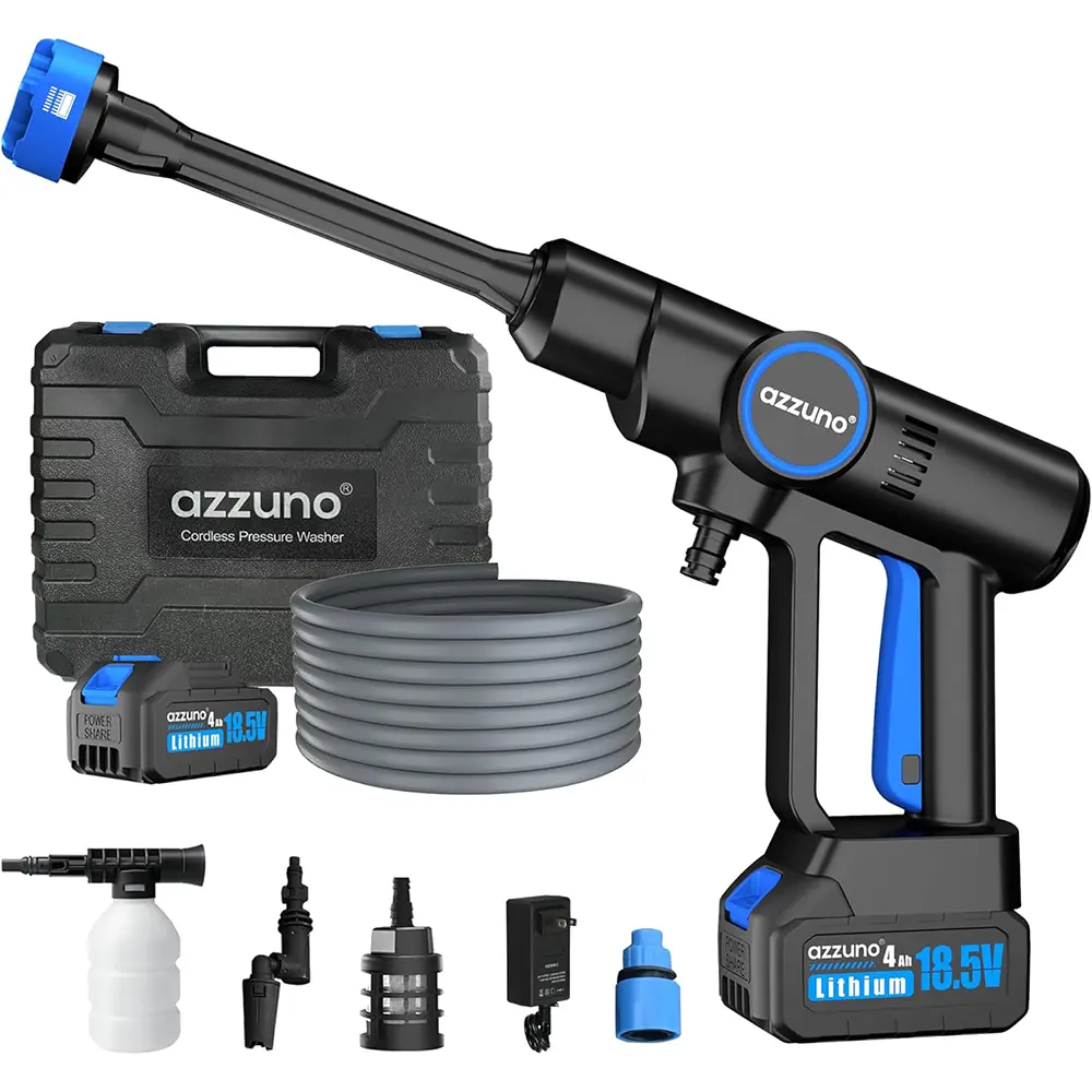 Azzuno 18.5V Cordless Pressure Washer Gun, Portable Battery Powered High Pressure Water Cleaner with Complete Accessories & Storage Case, Handheld Power Washer for Car Washing, Patio, Garden & Home Outdoor Cleaning