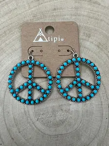 Western Large Peace Sign Dangle Earrings