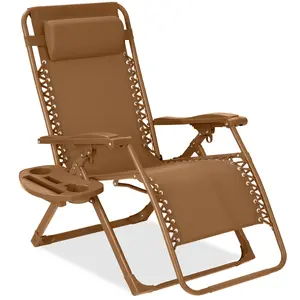 Best Choice Products Monochromatic Zero Gravity Chair, Folding Patio Recliner w/Side Tray, Headrest