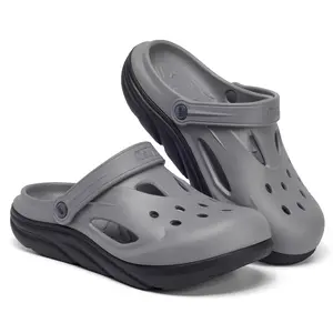 Lxso Men's and Women's Platform Elevated Clogs | Outdoor | Thick-Soled | Non-Slip | Odor-Resistant | Durable | Quick-Drying | Soft Beach Sandals | Arch Support | Summer Slippers - Grey