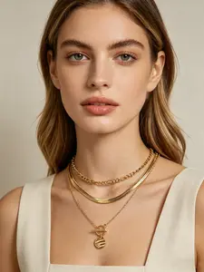 4-Piece Boho Jewelry Set, Snake Bone Fianco Necklace & Geometric Oval Earrings, Perfect for Graduation, Travel, Coachella, Gift Idea