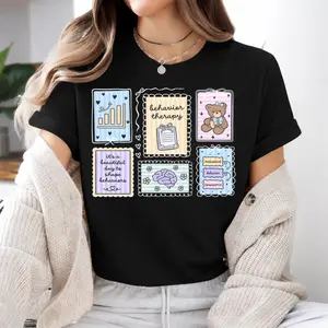 Behavior Therapy BCBA Stamp T-Shirt - ABA RBT Work Top - Board Certified Behavior Analyst Tee