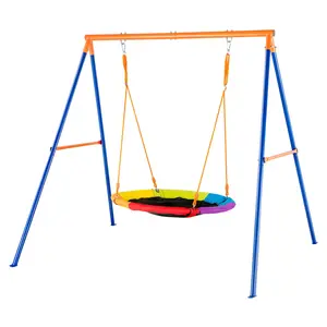 VEVOR Swing Sets for Backyard,  , 440lbs Load Capacity Swing Set, 40" Saucer Swing Seat with Heavy Duty A-Frame Metal Swing Stand and Adjustable Rope, Easy to Assemble, Swingset Outdoor for Kids