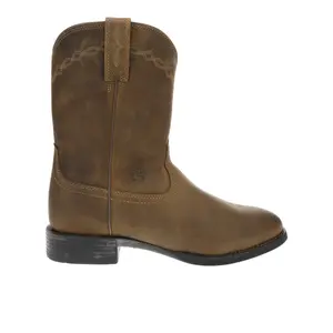 Ariat Mens Heritage Embroidered Round Toe Pull On  Casual Boots Mid Calf - Brown