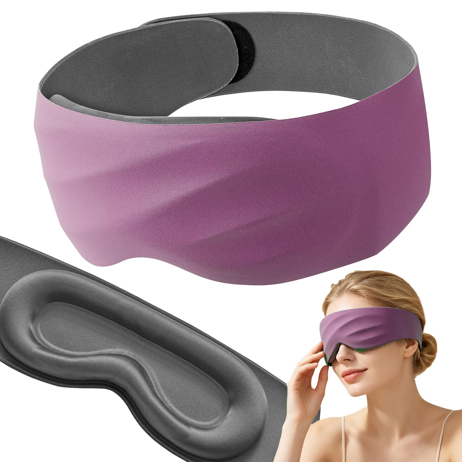 Fismool 3D Lavender Aromatherapy Sleep Mask | 100% Total Blackout Eye Mask for Sleeping, Relieve Eye Strain & Insomnia frog lashes set mellow cover lights out