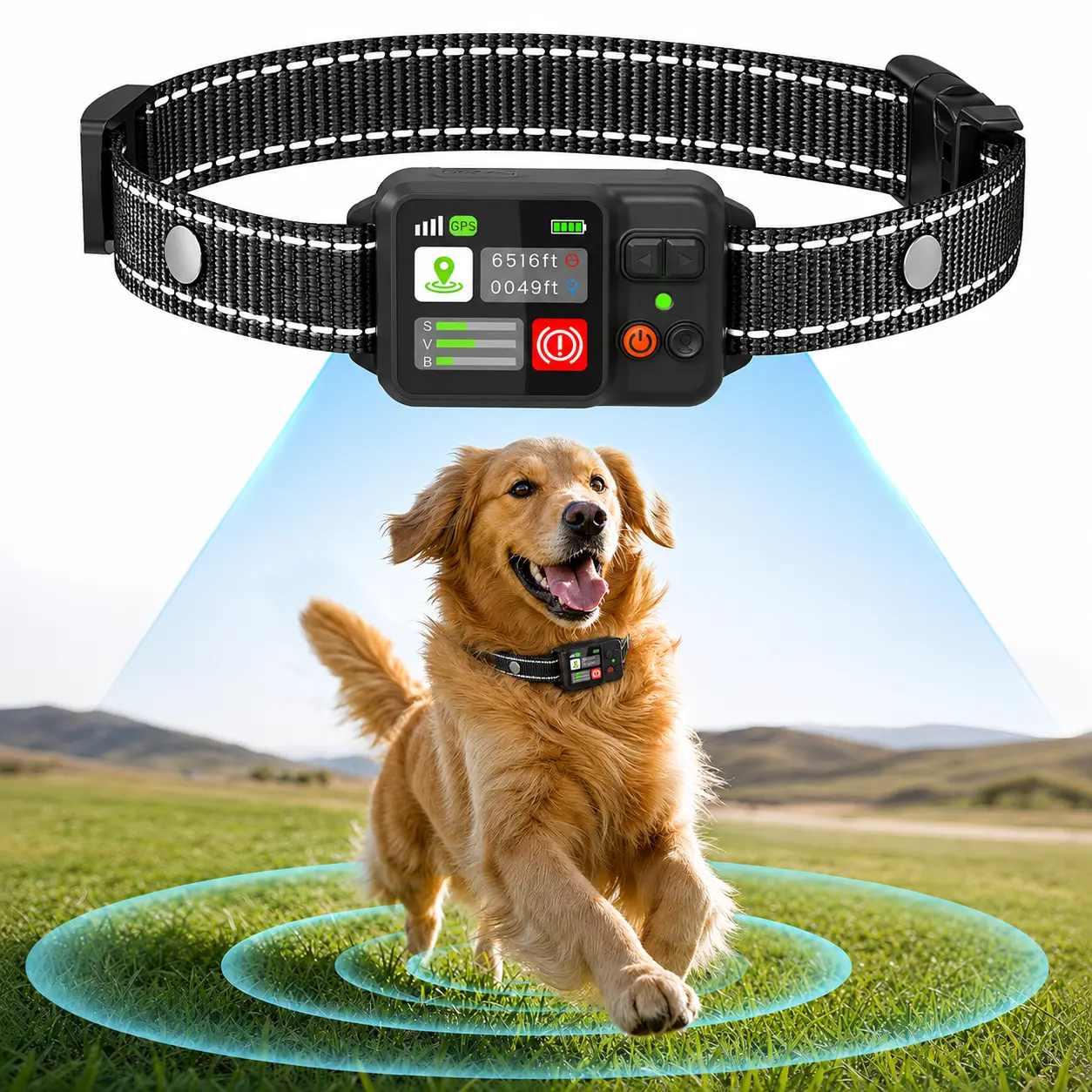 GPS Wireless Dog Fence System with Nylon Components - Electric Dog Fence, 3 Safe Training Modes, 2026 New Model, 49-6561 FT Adjustable Radius, No Hidden Wires, Boundary Control, GPS Tracking, Rechargeable Collar for Outdoor Play & Pet Freedom