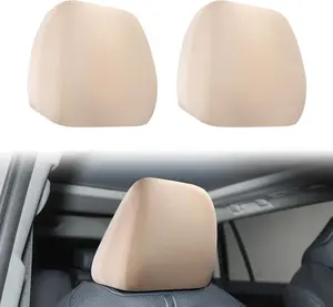 2 PCS Car Seat Headrest Cover, Universal Headrest Anti-Dirty Covers, Soft Car Head Rest Cover Protector, Protecting Decorative Accessories, for Cars, Vans, Trucks (Beige)