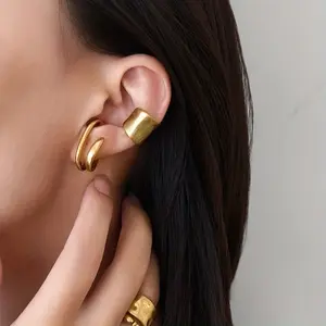 2pcs Minimalist Design Ear Cuff, Fashionable and High-End Feel Earrings, Niche and Versatile Stud Earrings