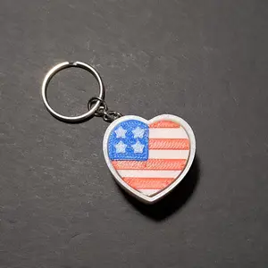 3D Printed Heart-Shaped Flag Keychain Fidget Clicker great gift idea
