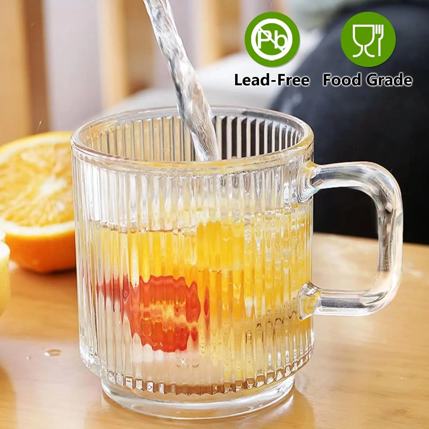 6-piece set of premium glass coffee mugs with handles, 12-ounce classic  vertical stripe glass coffee cups, transparent tea cups for hot/cold  drinks, suitable for American coffee, latte, cappuccino - TikTok Shop
