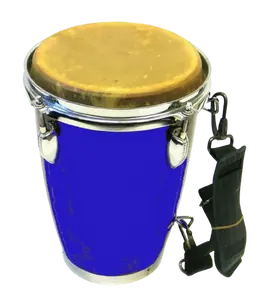 AFRICAN STYLE MINI CONGA DRUMS, BLUE COLOR, THICK COW HIDE, STEEL HARDWARE, WOODEN FRAME, SHOULDER STRAP & TUNING KEY