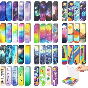 48 Pieces Unique Sensory Stickers for Anxiety Relief Items - Sensory Strips with Storage Box - 2 Textured Surface Fidget Strips for Office & Classroom Desk - Relieve Adult & Teen Stress