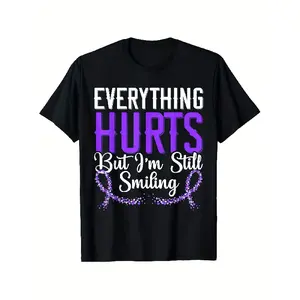 teen clothes 1pc Lupus Awareness T-Shirt |   Funny Chronic Disease Tee with "Everything But I'm Still Smiling" Tagline and Lupus Ribbon Design |   Heavy Weight, Crew Neck, Regular Fit, Slight Stretch, Retro Style, Casual Short Sleeve, Comfortable