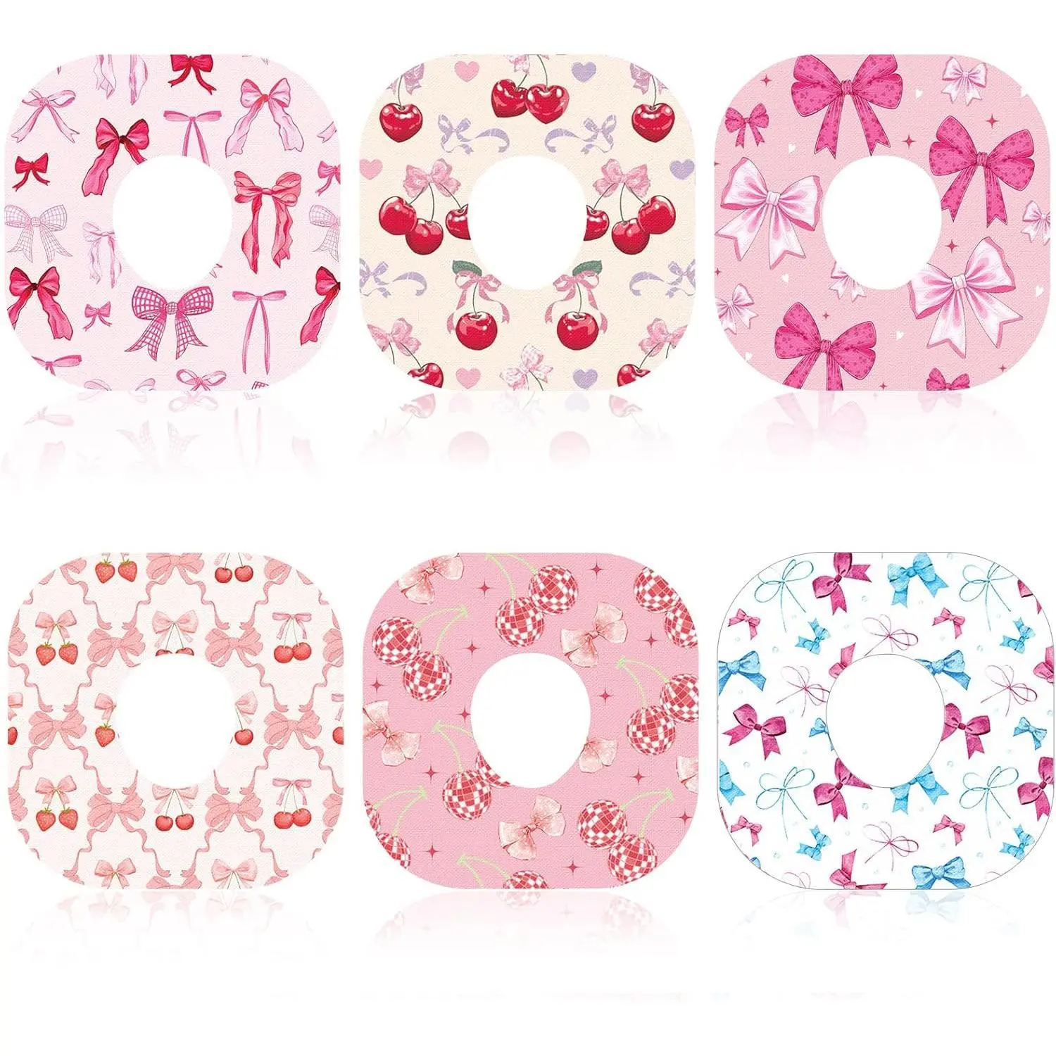 36 Pcs Adhesive Patches Compatible with Dexcom G7, Waterproof CGM Bow Over Patches with Hole, Cute Bow Sensor Covers Compatible with Dexcom G7, Sweatproof Breathable CGM Stickers