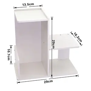 3-Tier Modular Desktop Bookshelf White Composite Material 29cm x 29cm x 13.5cm Space-Saving Compact Design for Office Home Storage shelving dish dryer  rotating organizer