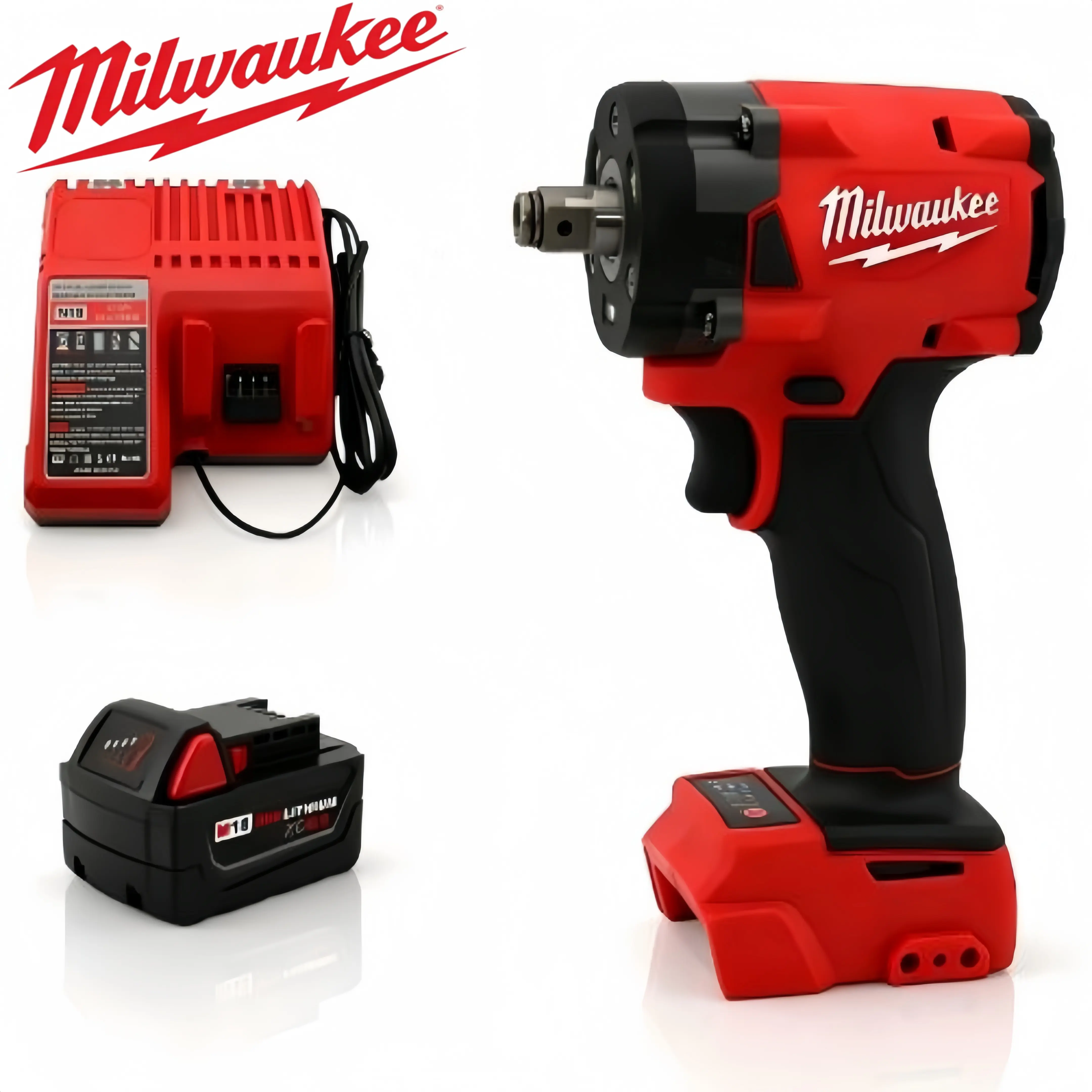 Milwaukee M18 1/2 Inch Cordless  Wrench, Compact High Torque Brushless Power Wrench, Heavy Duty For Auto Tire Repair, Workshop Maintenance, Comes With M18 Lithium Battery And Fast Charger home garage construction project driver stubby fuel