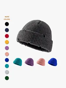 Unisex Knitted Hat, Street Style Warm Breathable Short Brim Design, Winter Hip Hop Dance Training Wear for Men Women, Knitting Beanie