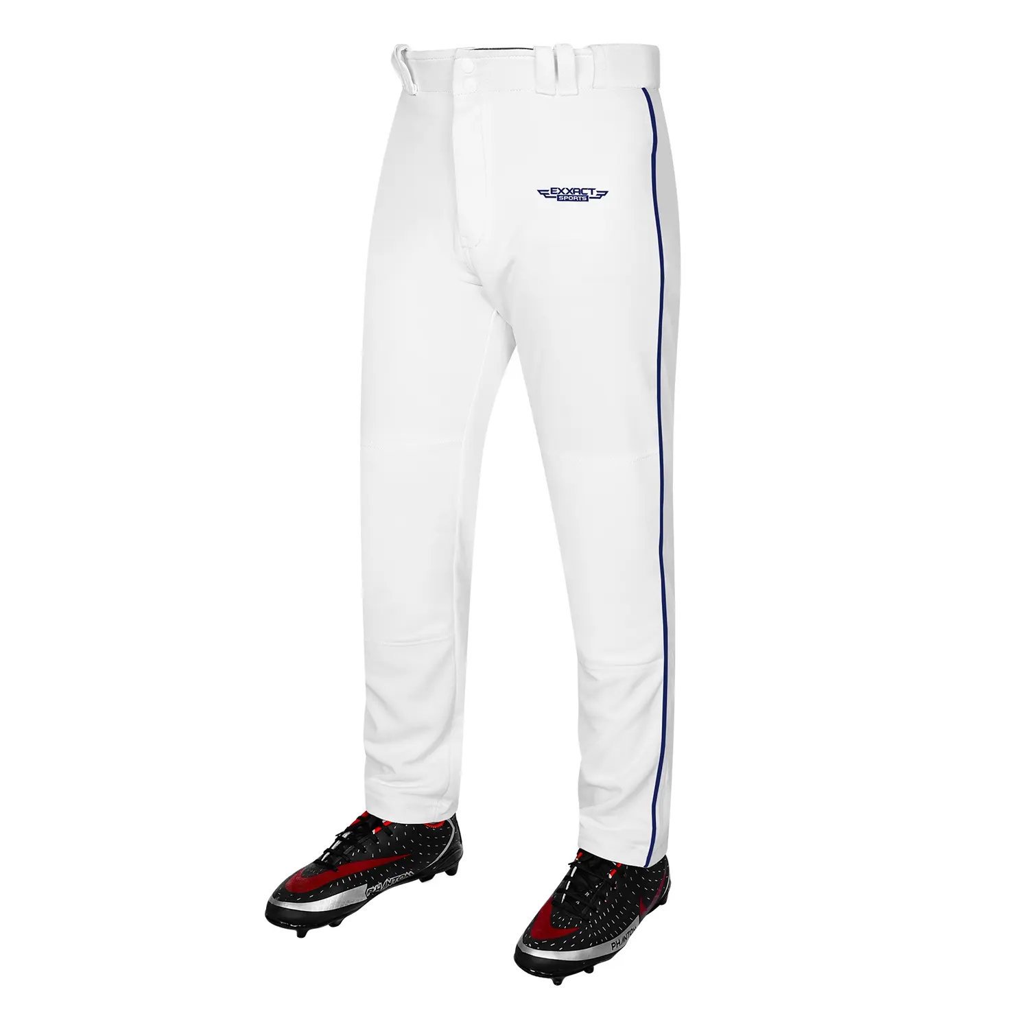 Exxact Sports Men's Piped Baseball Pants - Semi-Relaxed Fit with Open Bottoms, Moisture-Wicking 2-Way Stretch Double-Knit Polyester