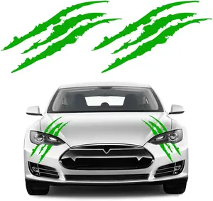 2 count  Claw Mark Stickers, Automotive Vinyl Claw Mark  for Hood Headlight, Universal  Claw Mark Decoration Stickers Fit   SUVs,  Accessories (Green)