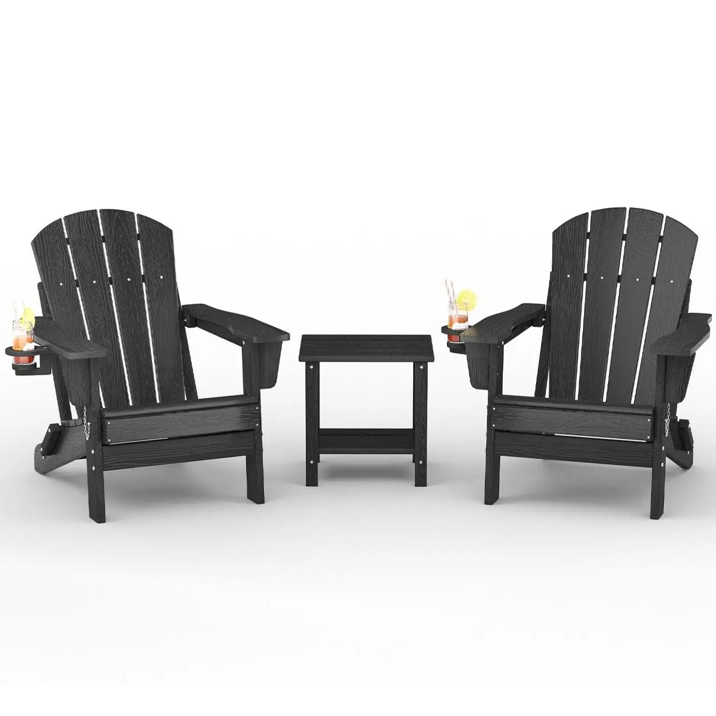Folding Adirondack Chair Wooden Textured Chair for Poolside, Backyard, Deck & Fire Pit, Adjustable Outdoor Outdoorfun tanning lounge