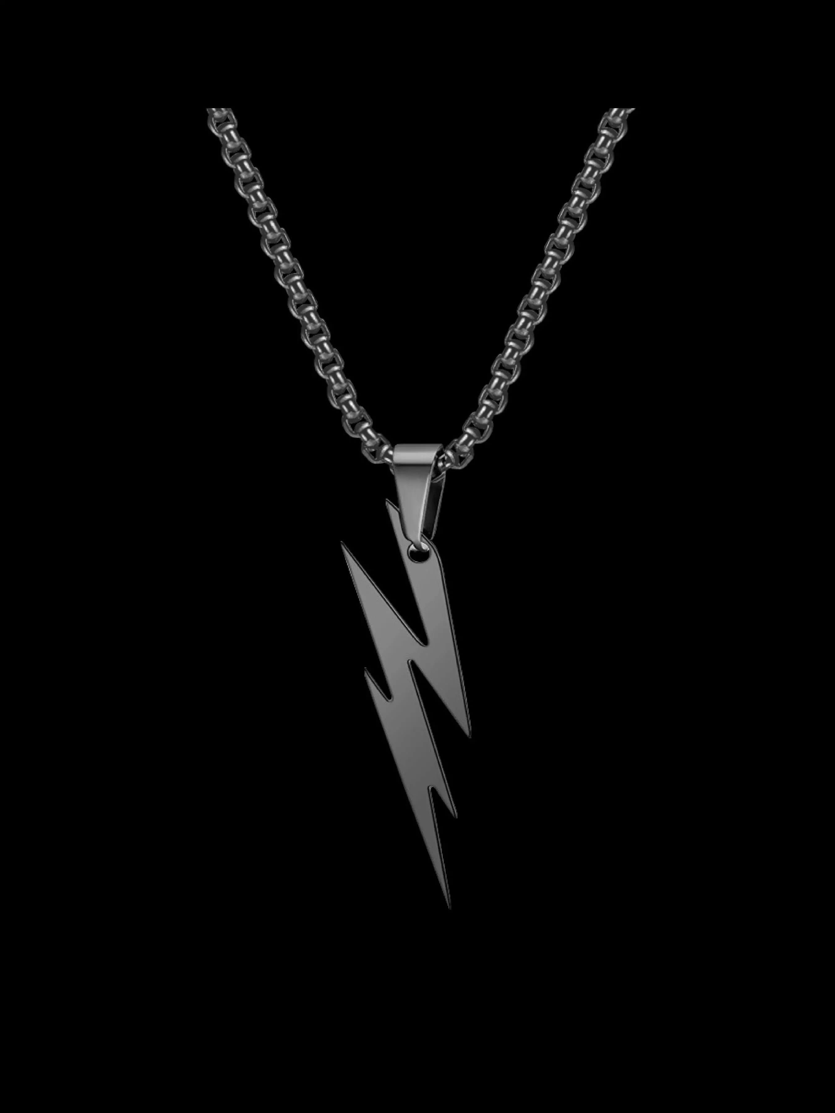 Lightning Shaped Pendant Necklace, Stainless Steel Jewelry for Party, Daily Clothing Decor, Trendy All-match & Exquisite Jewelry for Birthday Gift