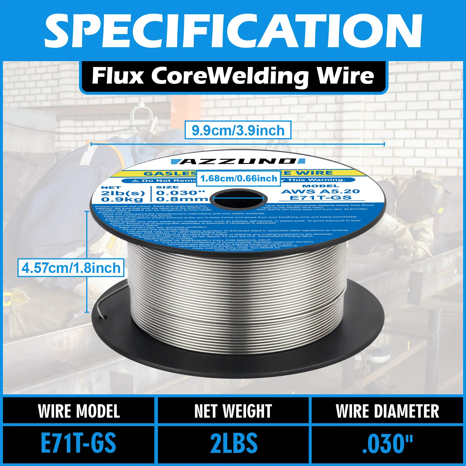 AZZUNO airless self-protected flux-cored wire E71T-GS small plate