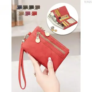 Women's Bifold Wallet - Zippered Coin Pocket, Short Wristlet, Minimalist Lightweight Clutch Purse, Casual Portable Card Holder, Stylish Leisure Accessory for Travel, Everyday Use