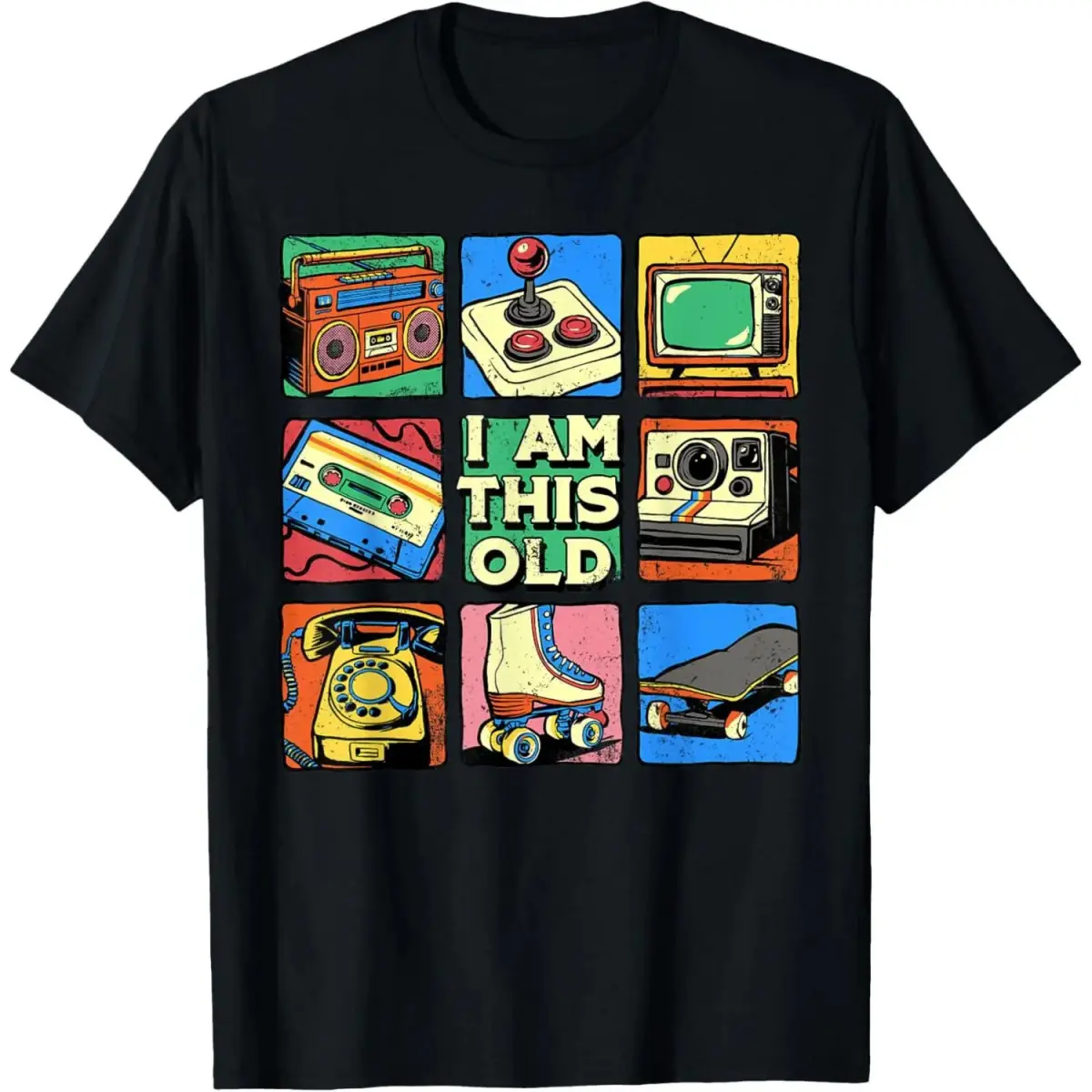 Men's Retro Graphic T-Shirt - Casual Classic Cotton Short-Sleeve Top with "I Am This Old" Cassette Print, Relaxed-Fit Fabric, Tshirt, Shortsleeve