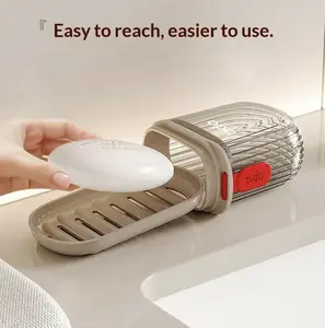 Portable Covered Soap Box, Leakproof Travel Soap Container. Suitable for bathroom, shower, gym, school, camping and outdoor use. Available in coffee and white, compact sealed soap storage holder, practical daily home and travel essential