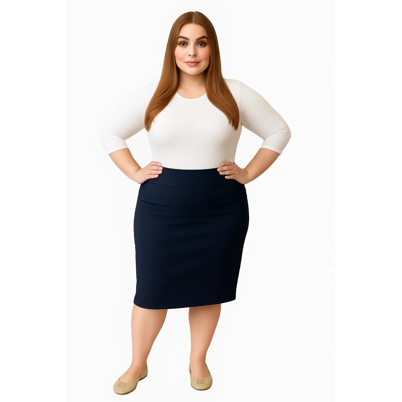 Women's Classic Casual Traditional Cotton Lycra Pencil Skirt - Machine Washable, Chic, Below Knee Length Bottoms for Building a Capsule Wardrobe