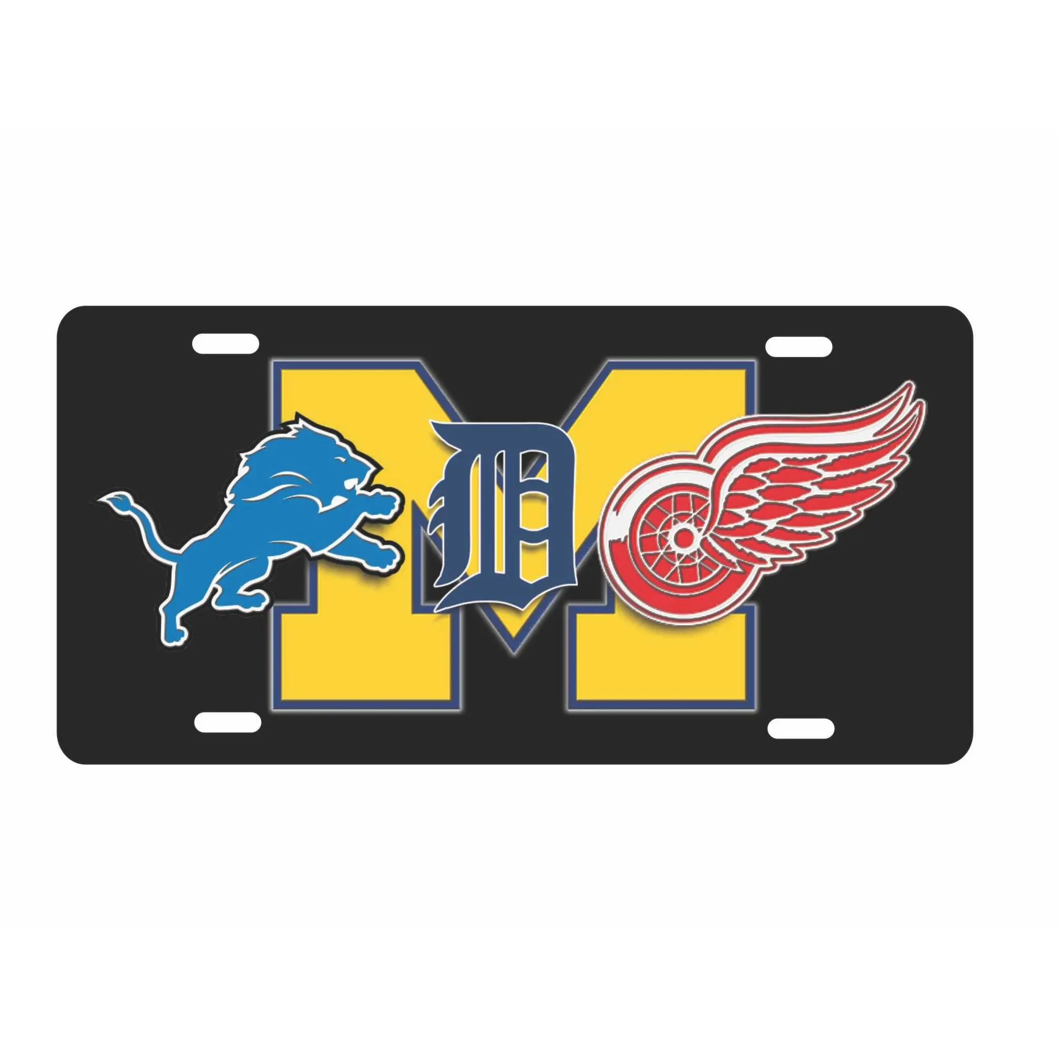 Detroit Michigan sport teams combined logos novelty license plate decorative sport fan aluminum sign