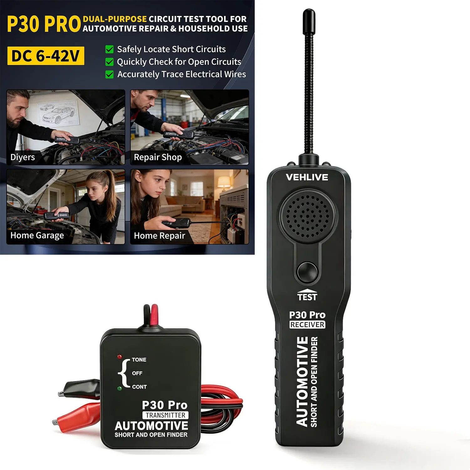 Automotive Circuit Tracer & Wire Tracker 6-42V DC Wire Short Finder, Circuit Tracker, Circuit Tester & Circuit Scanner for Car, Boat, Trailer - Open/Short Circuit Detection Tool EM415PRO