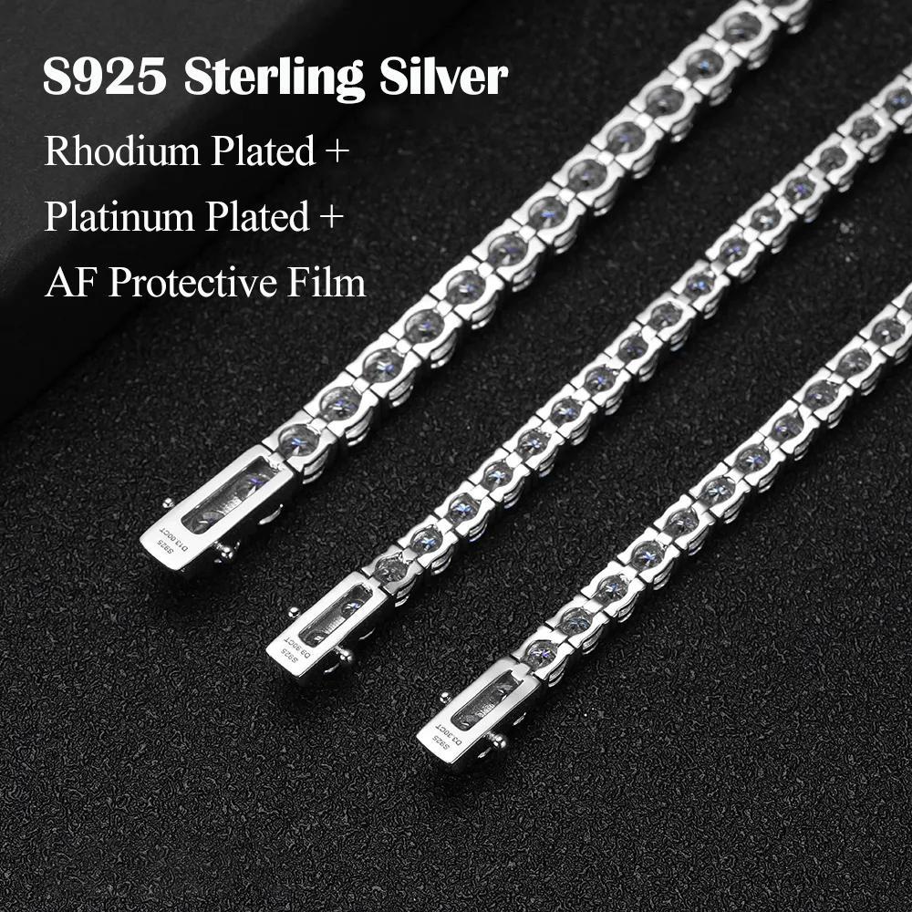 2.5-6.5MM Moissanite Tennis Bracelet for Women Men S925 Silver Plated 18k White Gold All Diamond Bracelets Wedding Jewelry Gra