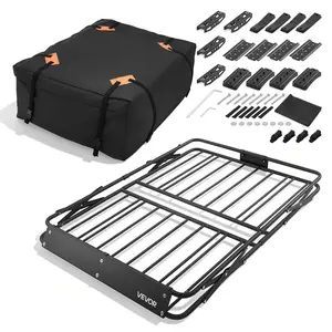 【Summervibes】VEVOR Roof Rack Cargo Basket, 51 x 36 x 4 in, Heavy Duty Roof Top Carrier Basket with Folding Design, 200 lbs Capacity, All-Weather Easy-Install Car Top Luggage Holder, Universal Fit for SUV Truck Car