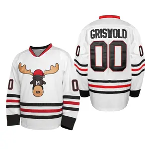 Griswold Movie Clark Christmas Hockey Jerseys X-Mas Christmas Vacation Mens Jersey WhiteStitched Stitched Letters & Numbers, FanApparel, Breathable Polyester Christmas Eve gifts Holiday