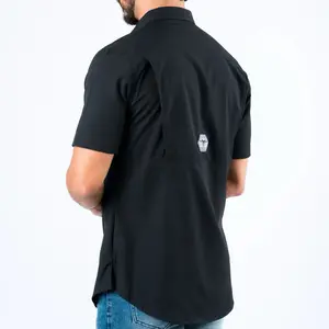 Men's Fishing Black Short Sleeve Shirt