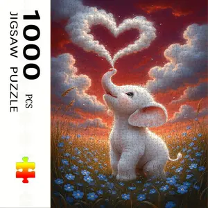 1000 Piece Elephant Puzzle Heart Theme, Large Adult Family Interactive Toy, DIY Home Decor Brain Challenge, Holiday Scene, Perfect Gift