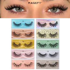 MAGEFY 10 Pairs 10 Designs False Eyelashes, Cross Criss Fake Mink Eyelash Extensions, Individual Package Cat Eye Fox Lashes Extensions for Women Makeup & Cosmetics