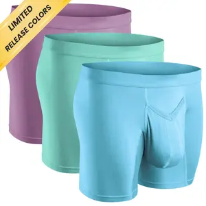 Real Men Modal 7in Boxer Briefs V-Fly 3 Pack - Custom Pouch, Soft Breathable Fabric, No-Roll Waistband, Tagless Design