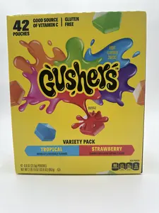 GUSHERS VARIETY  PACK CANDY  TROPICAL AND STRAWBEERY . 42 POUCHES