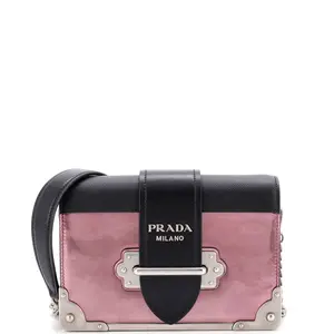 Pre-owned PRADA material Messenger Bags Cahier Chain Crossbody Bag Metallic Leather and Saffiano Small by Rebag