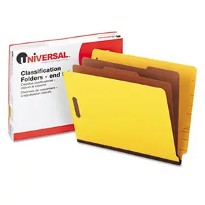 Universal  Pressboard End Tab Classification Folders Ltr 6-Section YW 10/box, Document Organizer, Files Organizer, Office Supplies