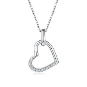 Xuanxin Heart Pendant S925 Silver Moissanite Diamond D Grade 0.1CT sterling silver synthetic moissanite necklace Cuban Link Chain
