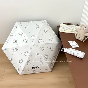 Kawaii Miffy Rabbit Umbrella Cute Cartoon Doll on Ins Portable Sun Protection Umbrella That Can Be Used in All Weather